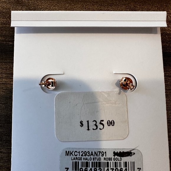 NWT Michael Kors Sterling Silver 14K rose gold studs w/pave accents-Retail $135 - Picture 2 of 4